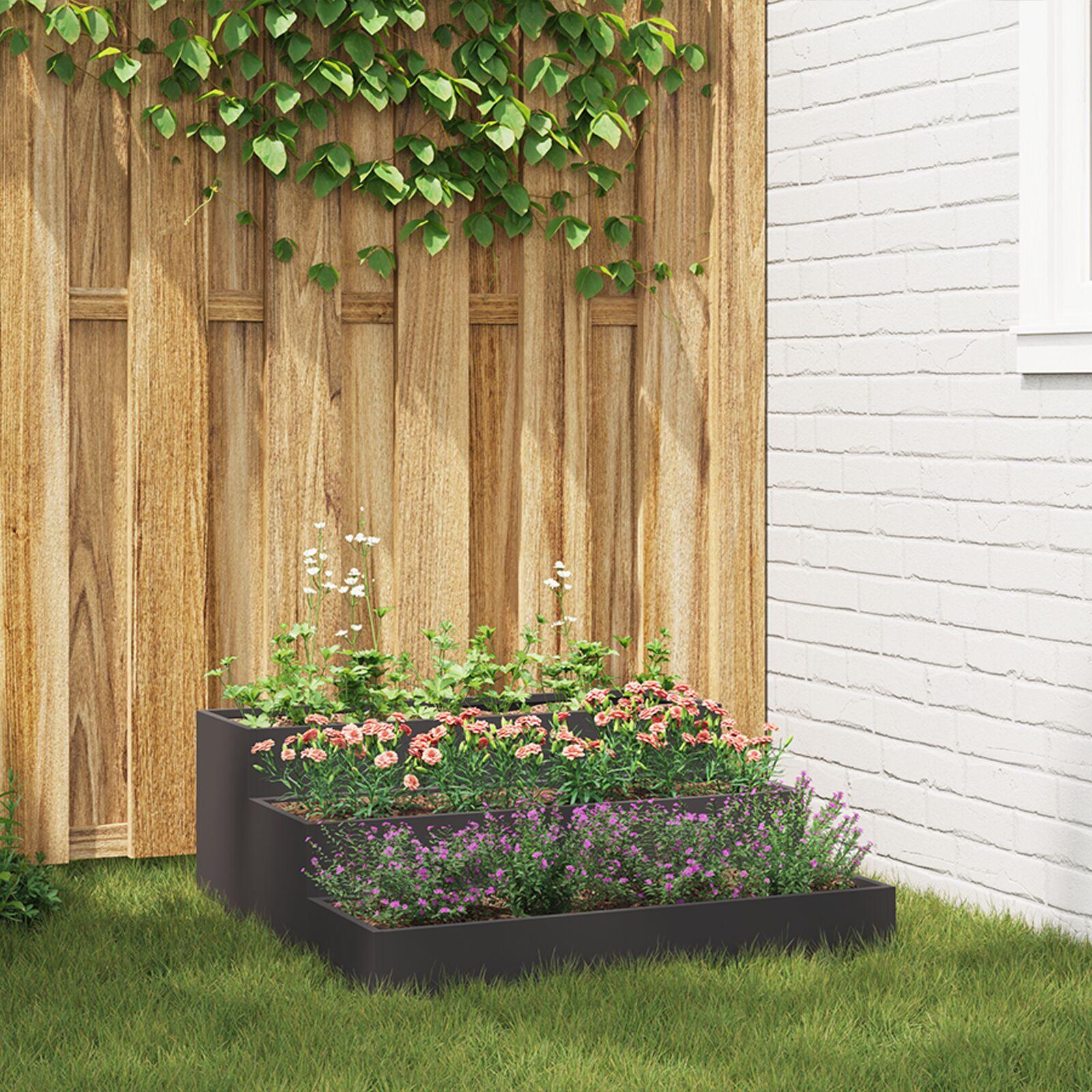 Have Blomsterkrukke Sort 90 x 90 x 35 cm Stål Have Blomsterkrukke Sort 90 x 90 x 35 cm Stål