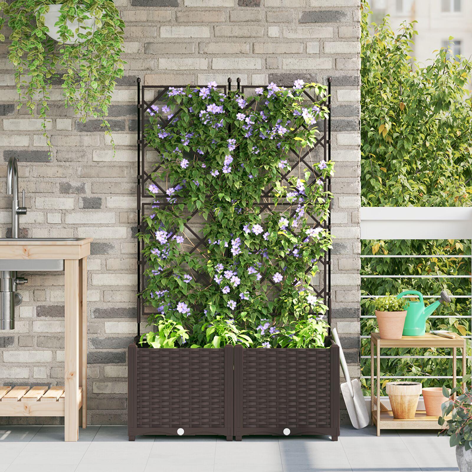 Have Plantekasse med Trellis 2 stk Brun 80x40x143 cm Have Plantekasse med Trellis 2 stk Brun 80x40x143 cm