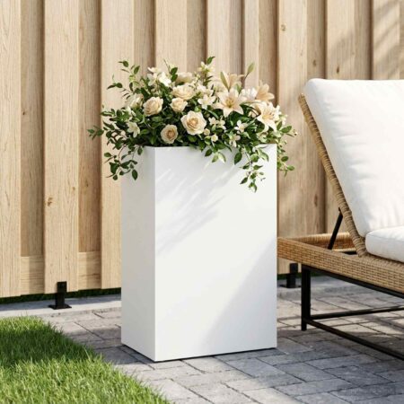 Have blomsterkrukke hvid 40 x 30 x 75 cm i koldvalset stål