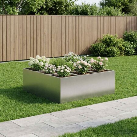 Have blomsterkrukke i rustfrit stål 100 x 100 x 40 cm - sølv