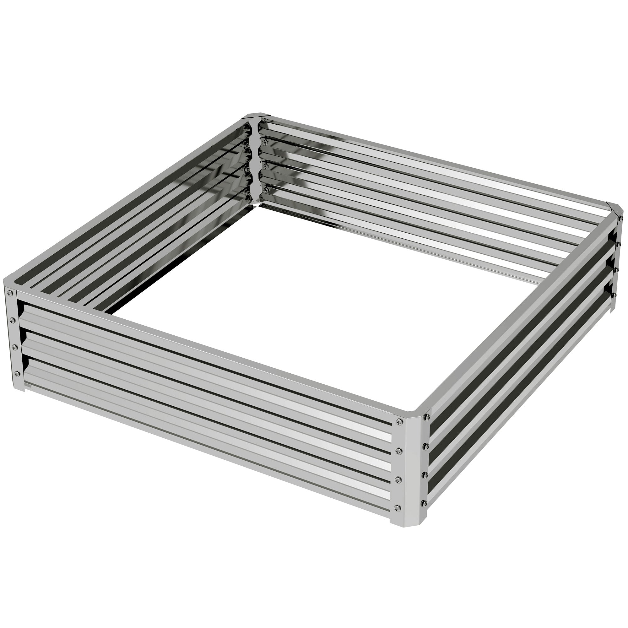 Havebed, plantekasse med stålhus, sølv, 120 x 120 x 30 cm Havebed, plantekasse med stålhus, sølv, 120 x 120 x 30 cm