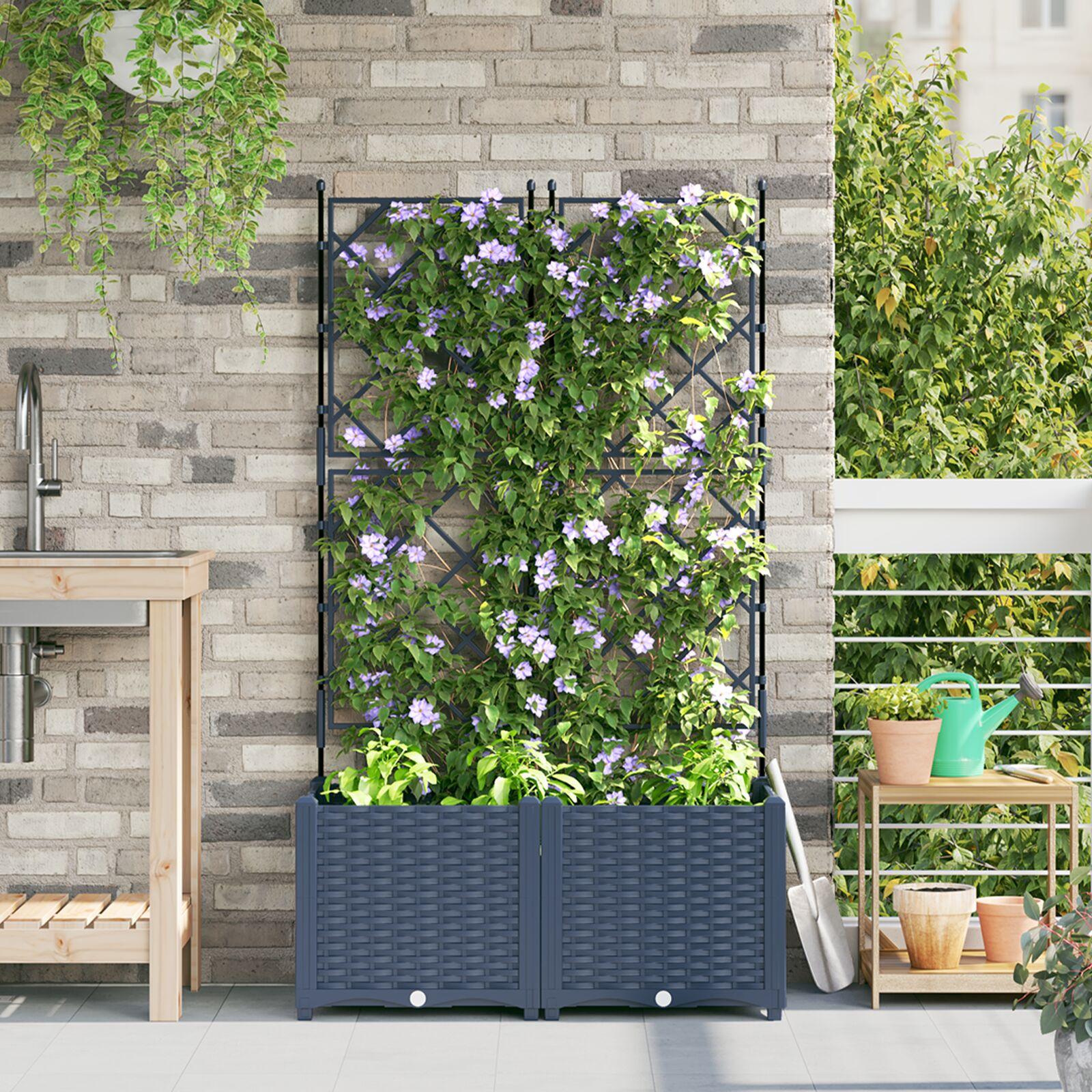 Havekrukke med trellis 2 stk Grå 80x40x143 cm Havekrukke med trellis 2 stk Grå 80x40x143 cm