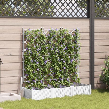 Havekrukke med trellis 3 stk Hvid 120 x 40 x 125.5 cm PP