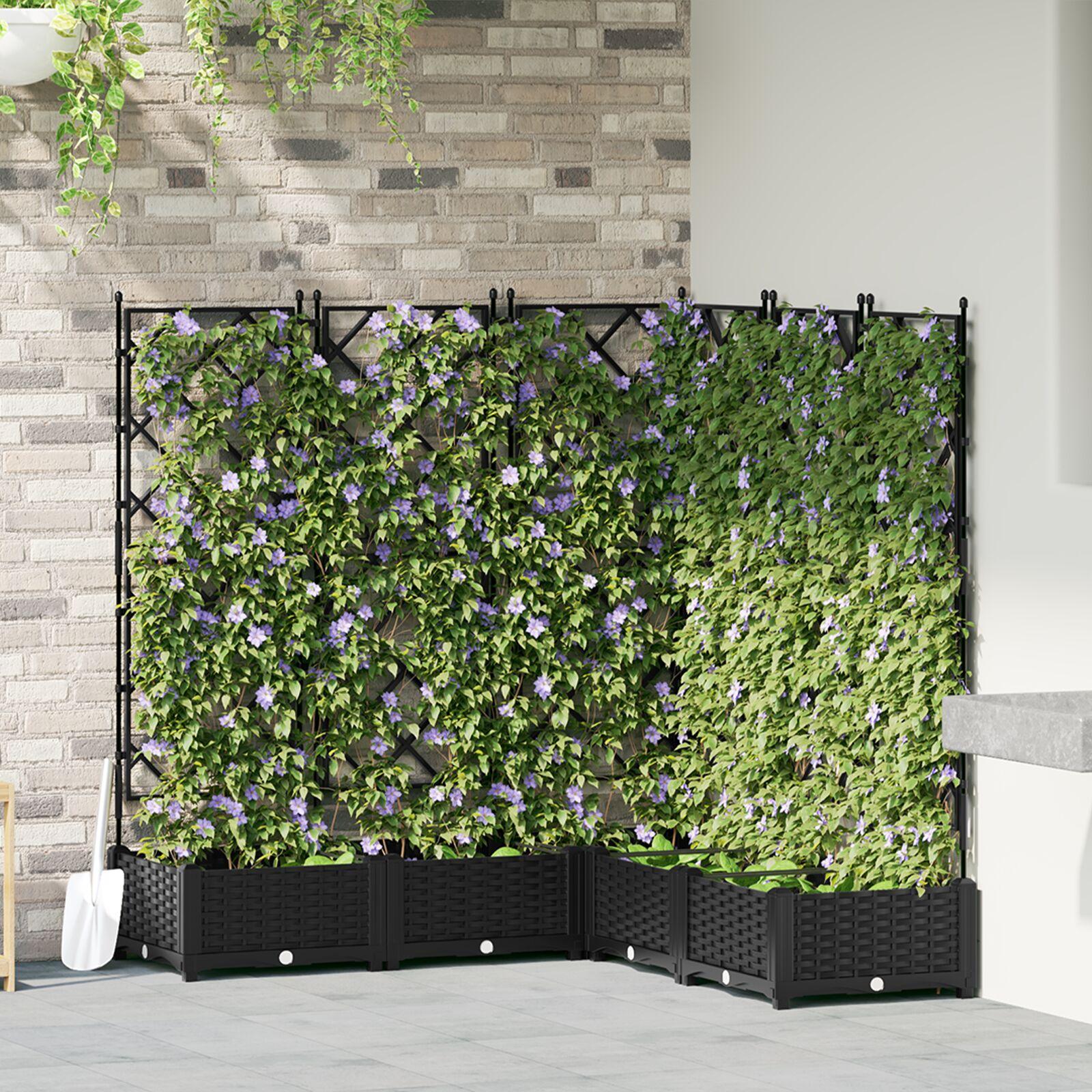 Havekrukke med trellis 5 stk Sort 120 x 120 x 125.5 cm PP Havekrukke med trellis 5 stk Sort 120 x 120 x 125.5 cm PP