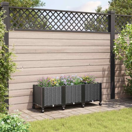 Havekrukke på hjul - sort plantekasse i PP 120 × 40 × 44 cm