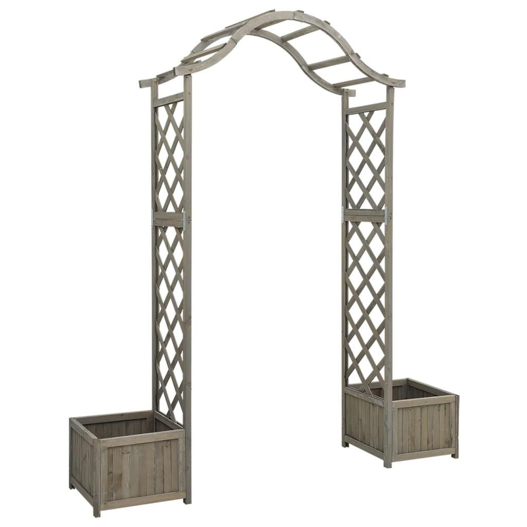 Havepergola med plantekasse massivt fyrretræ grå Havepergola med plantekasse massivt fyrretræ grå