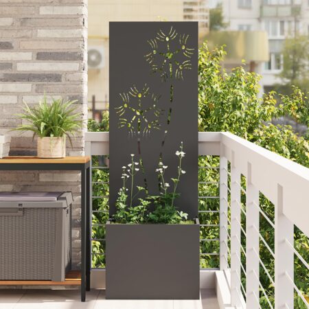 Havest vase med dekorativ panel Sort 50 x 140 cm