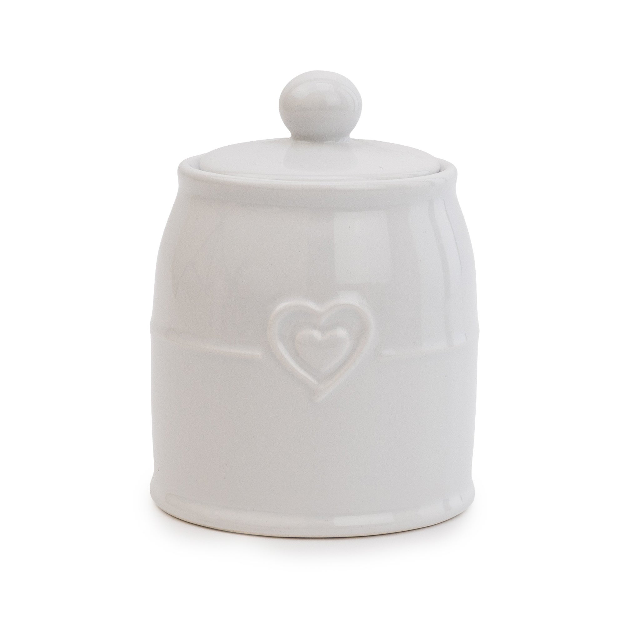 Hearts White Sugar Pot White