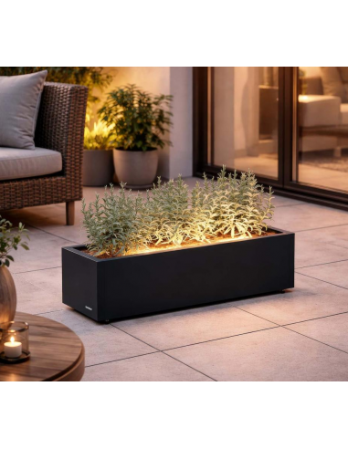 Herstera CUBE Højbed med LED lys i stål H25 x B80 x D25 cm - Antracit