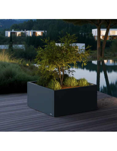 Herstera CUBE Højbed med LED lys i stål H50 x B100 x D100 cm - Antracit