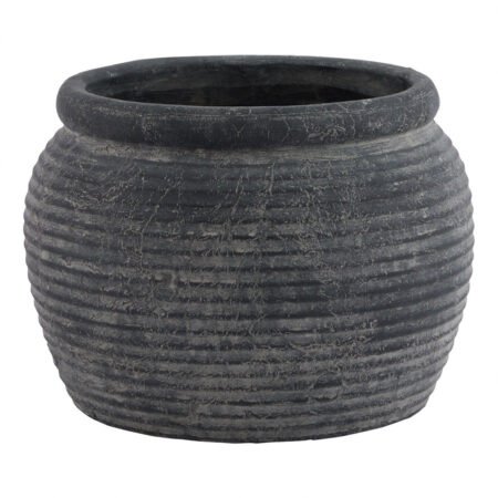 Hill Interiors Amalfi Grey Rimmed Large Plant Pot