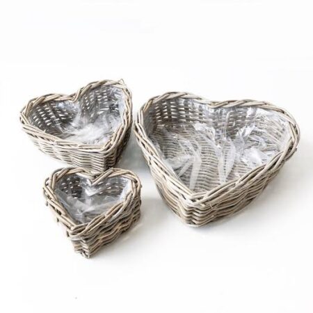 Hjerteformede plantekurve - Rattan PVC - Sæt af 3