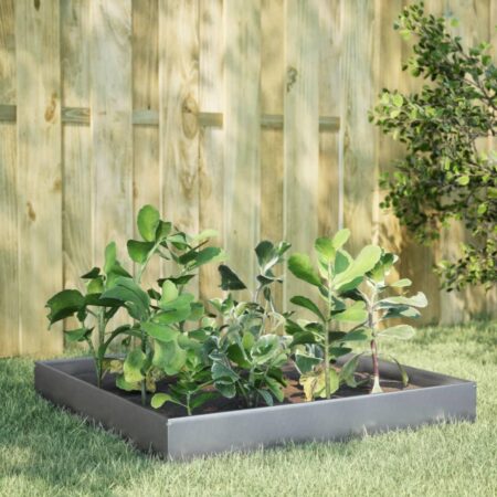 Højbed 100 x 100 x 26 cm - galvaniseret stål, firkantet plantekasse