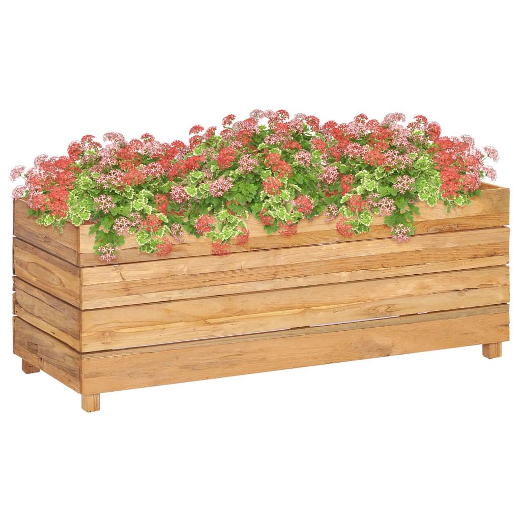 Højbed 100 × 40 × 38 cm i genanvendt teaktræ med stålstativ Højbed 100 × 40 × 38 cm i genanvendt teaktræ med stålstativ