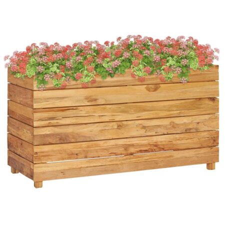 Højbed 100x40x55 cm massivt teaktræ og stål