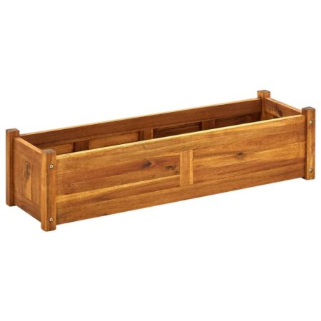 Højbed 100×30×25 cm i akacietræ - rektangulær plantekasse
