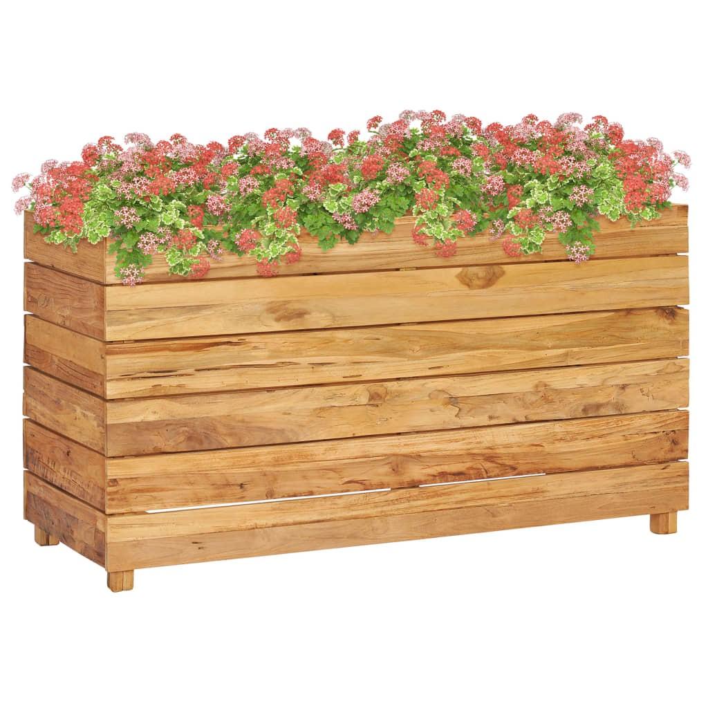 Højbed 100×40×55 cm i genanvendt teaktræ med stålstativ Højbed 100×40×55 cm i genanvendt teaktræ med stålstativ