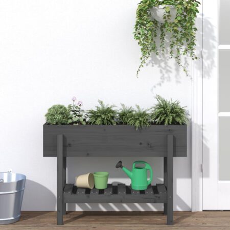 Højbed 101x30x69 cm massivt fyrretræ grå