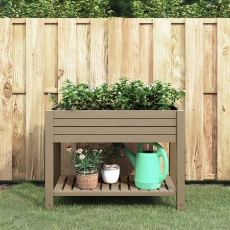 Højbed 110×45×79 cm i polypropylen - lysebrun med hylde