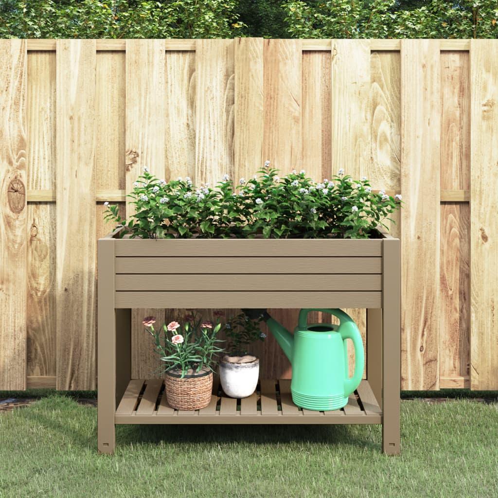 Højbed 110×45×79 cm i polypropylen - lysebrun med hylde Højbed 110×45×79 cm i polypropylen - lysebrun med hylde