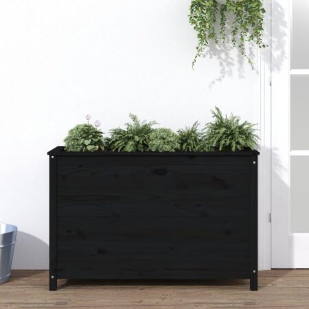 Højbed 119,5x40x78 cm massivt fyrretræ sort