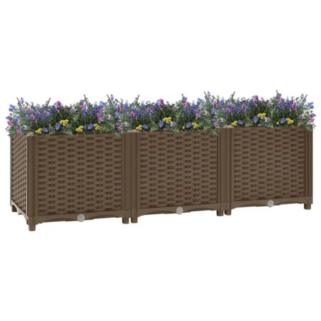 Højbed 120 × 40 × 38 cm - brun polypropylen plantekasse