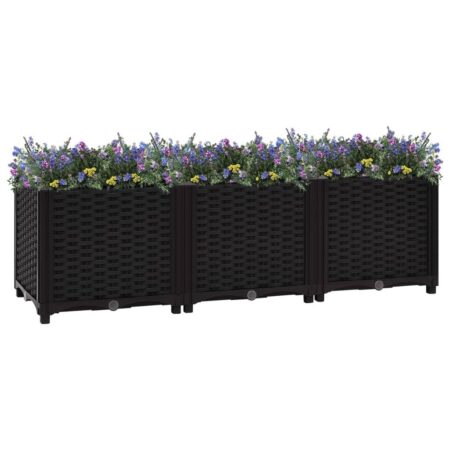 Højbed 120 × 40 × 38 cm - sort polypropylen plantekasse