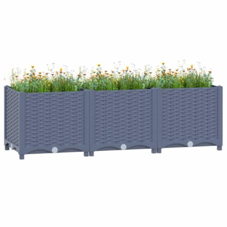 Højbed 120×40×38 cm - blågrå polypropylen plantekasse