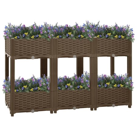 Højbed 120×40×71 cm - brun polypropylen, 2 hylder