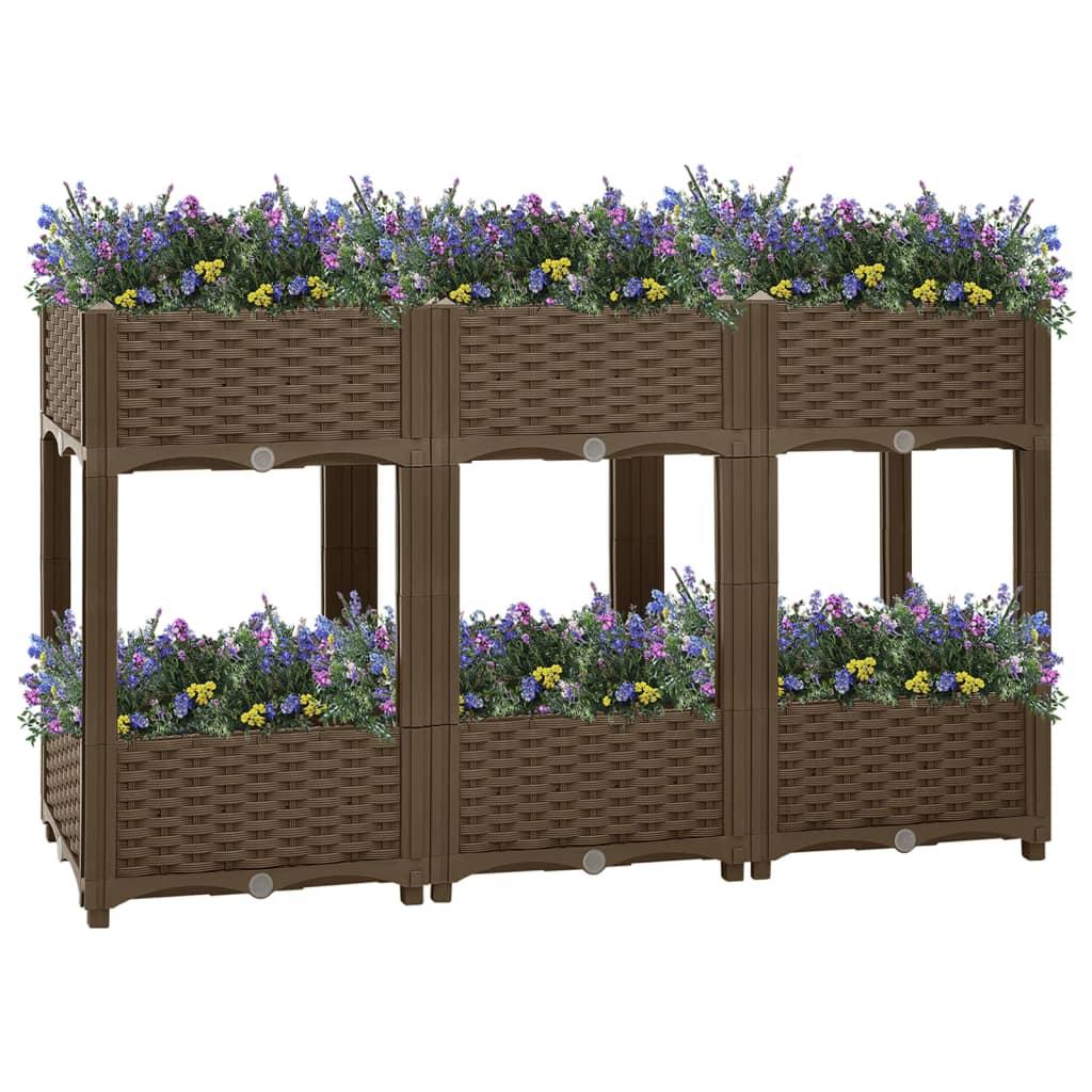 Højbed 120×40×71 cm - brun polypropylen, 2 hylder Højbed 120×40×71 cm - brun polypropylen, 2 hylder