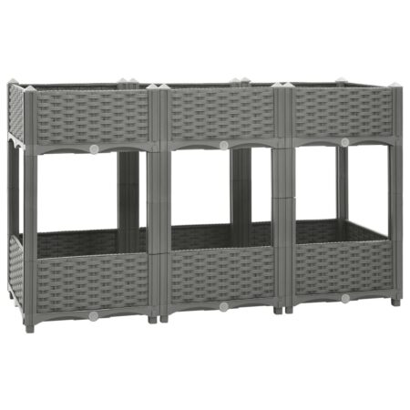 Højbed 120×40×71 cm - lysegrå plantekasse i polypropylen