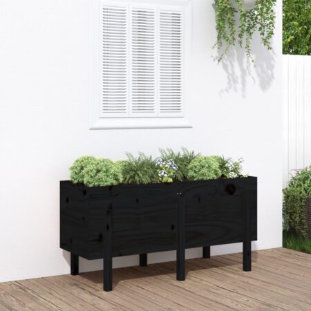 Højbed 121x50x57 cm massivt fyrretræ sort