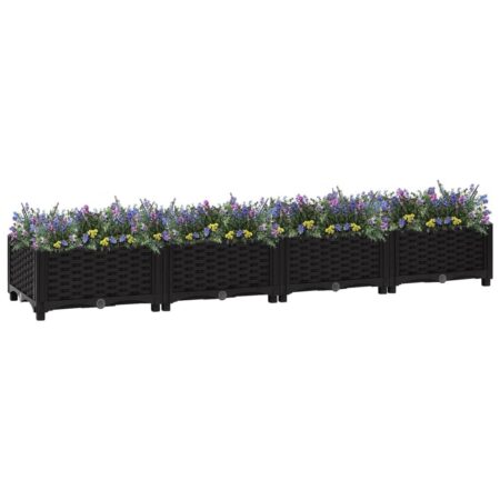 Højbed 160 × 40 × 23 cm - sort polypropylen plantekasse