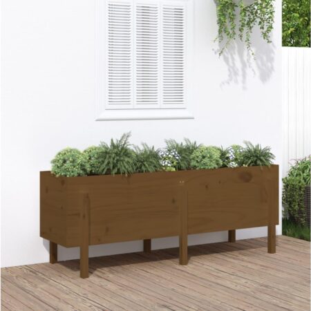 Højbed 160x50x57 cm massivt fyrretræ gyldenbrun
