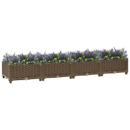 Højbed 160×40×23 cm - brun plantekasse i polypropylen