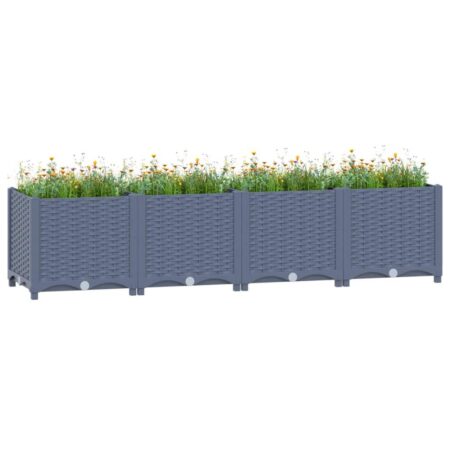 Højbed 160×40×38 cm i polypropylen - blågrå plantekasse