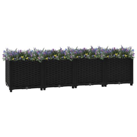 Højbed 160×40×38 cm - sort polypropylen plantekasse