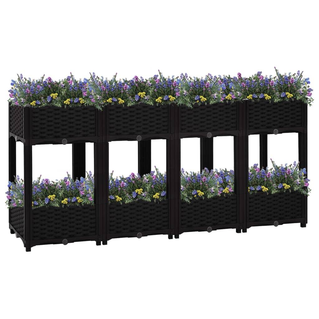 Højbed 160×40×71 cm - sort polypropylen med 2 hylder Højbed 160×40×71 cm - sort polypropylen med 2 hylder