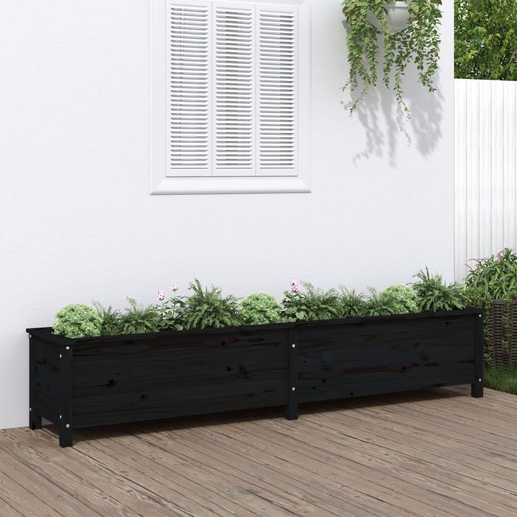 Højbed 199,5x40x39 cm massivt fyrretræ sort Højbed 199,5x40x39 cm massivt fyrretræ sort