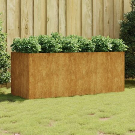 Højbed 200 × 80 × 80 cm i cortenstål - rustfarvet plantekasse