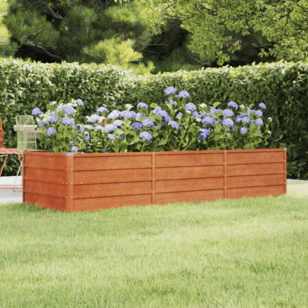 Højbed 240 × 80 × 45 cm i cortenstål - rustfarvet plantekasse