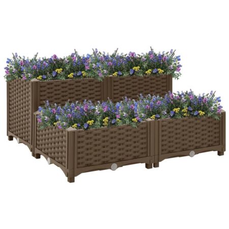 Højbed 80 x 80 x 38 cm - brun polypropylen plantekasse