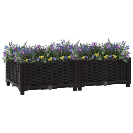 Højbed 80 × 40 × 23 cm - sort polypropylen plantekasse
