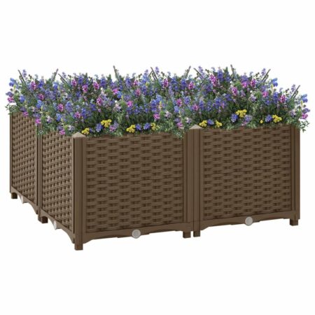 Højbed 80 × 80 × 38 cm - brun polypropylen plantekasse