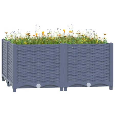 Højbed 80 × 80 × 38 cm i polypropylen - blågrå plantekasse