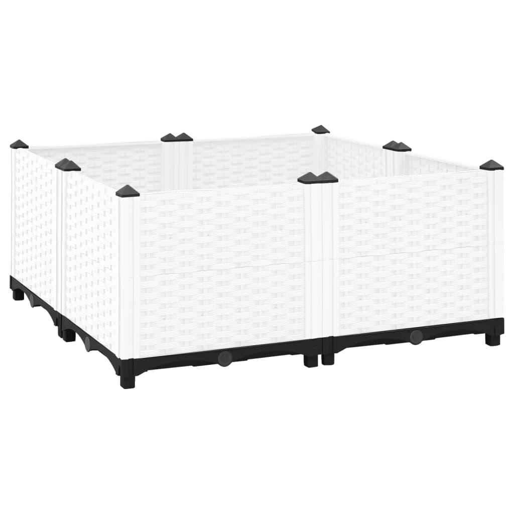 Højbed 80 × 80 × 38 cm i polypropylen - hvid, rattanlook Højbed 80 × 80 × 38 cm i polypropylen - hvid, rattanlook