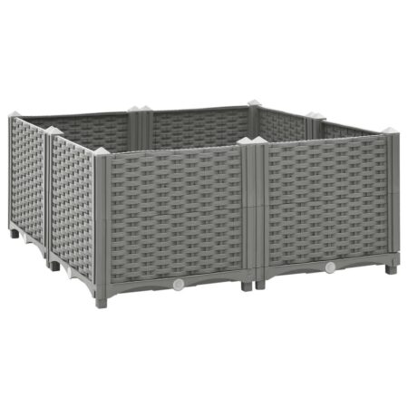 Højbed 80 × 80 × 38 cm - polypropylen, lysegrå rattanlook