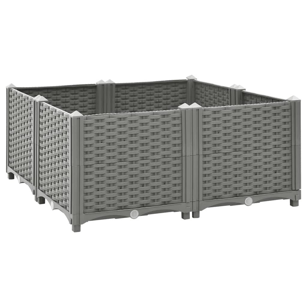 Højbed 80 × 80 × 38 cm - polypropylen, lysegrå rattanlook Højbed 80 × 80 × 38 cm - polypropylen, lysegrå rattanlook
