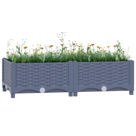Højbed 80×40×23 cm i polypropylen - blågrå plantekasse