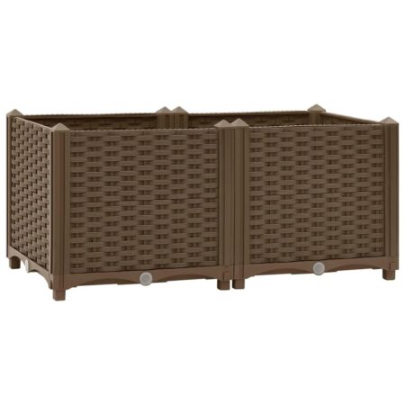 Højbed 80×40×38 cm i polypropylen - brun plantekasse